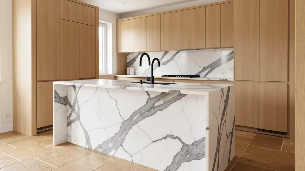 Kitchen Island — White Marble — konsep desain Lockin Stone